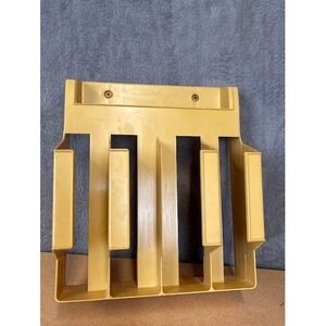 Vintage Rubbermaid Wall Mount Organizer 4 Slot Mail File Kitchen Wrap Rack Tan